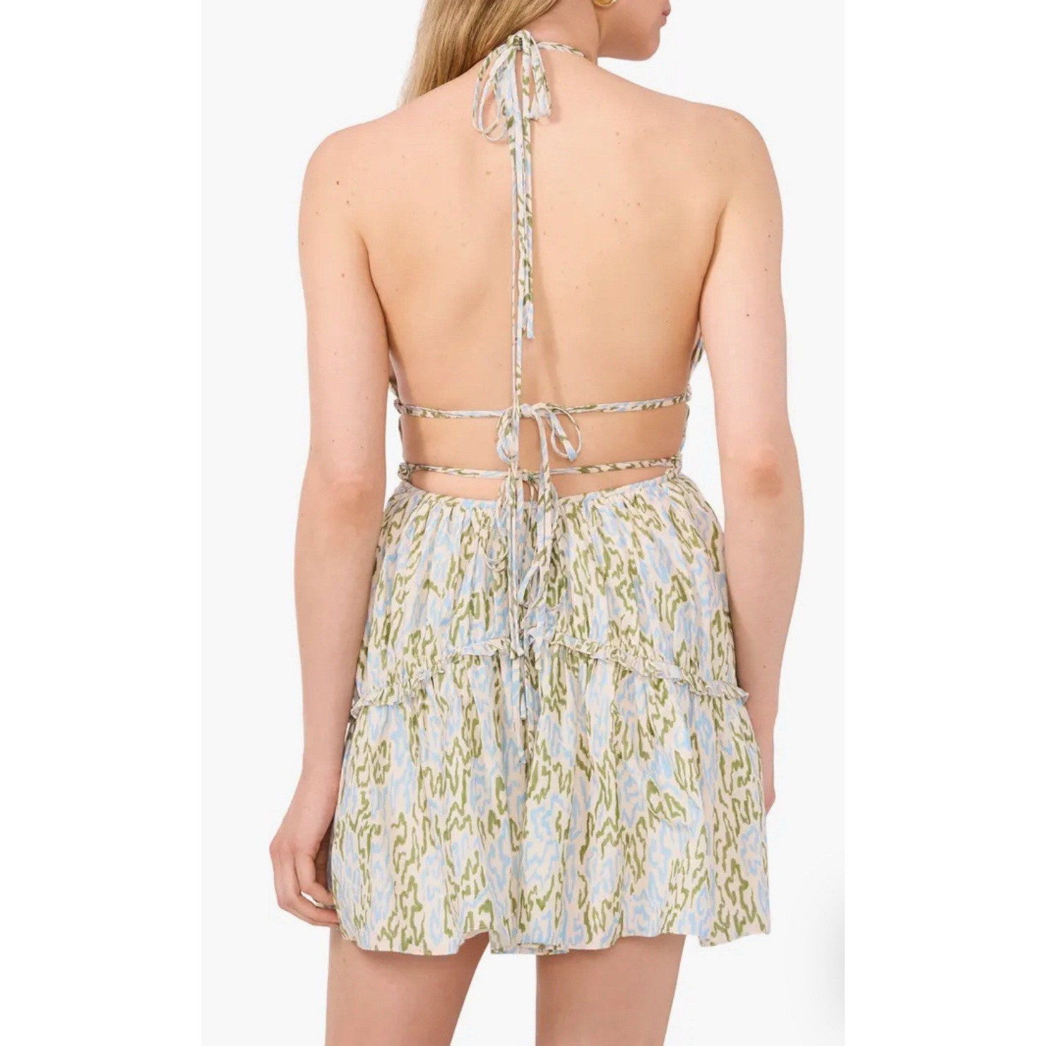 Nwt Parker The Carmen Cotton & Silk Halter Minidress Size 10 Tie Floral — image 4 of 5